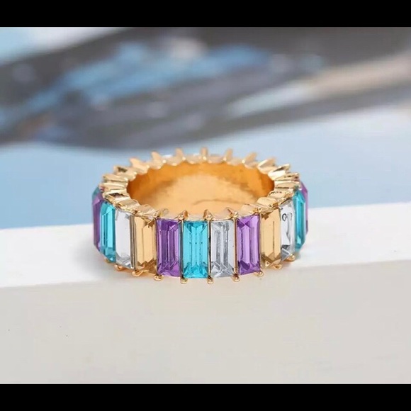 Jewelry - BaubleBar style Multicolor pastels baguette ring
